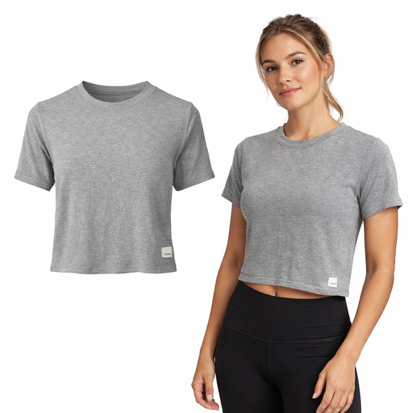 Vuori Tops - Vuori | Gray Ribbed Short Sleeve Tee | Soft Stretch | Small